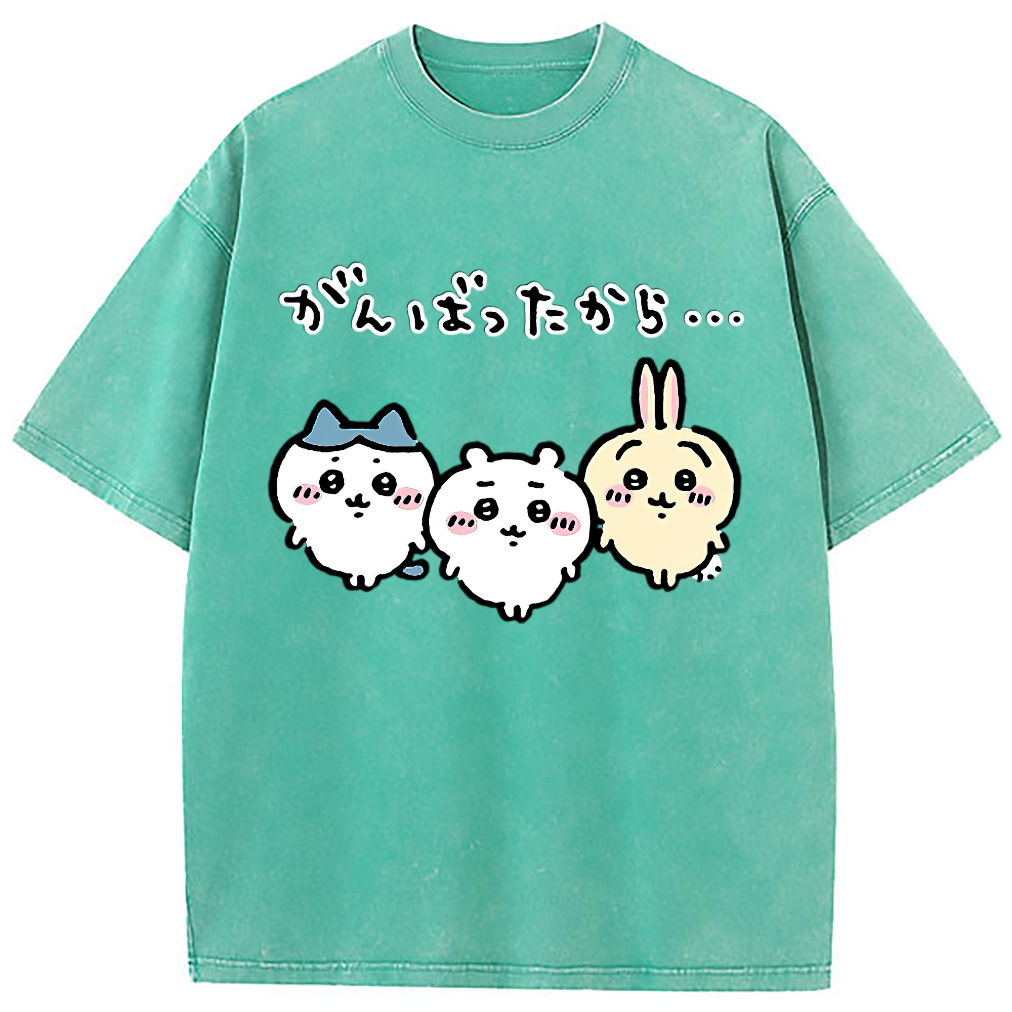 （画像用） ちいかわ ハチワレ Chii-kawa hachiware 綿100% ヴィンテージ風 半袖Tシャツ（フロントプリント）